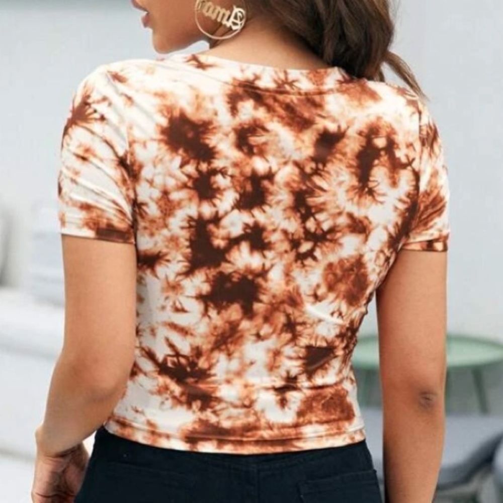 Orange/White Fitted Tie Dye Top in S and M - Picture 4 of 4
